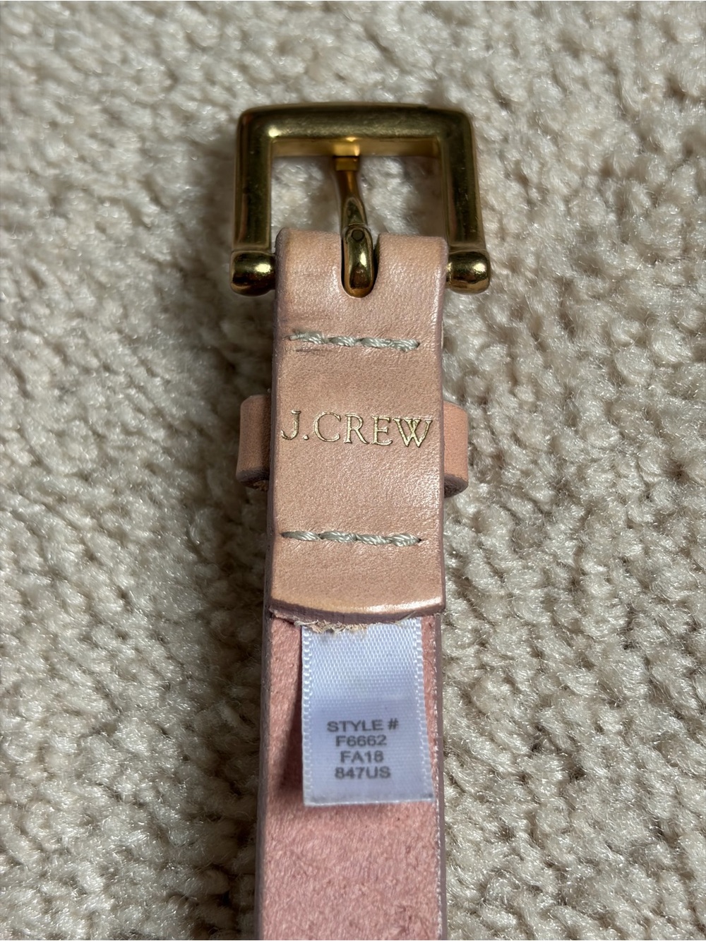 J. Crew Factory Leather Skinny Belt in Blush Pink with Gold Buckle - Picture 3 of 5